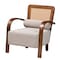 Baxton Studio Sage Modern Japandi Light Grey Fabric and Walnut Brown Finished Wood Arm Chair with Woven Rattan 242-13560-ZORO - alternate 1